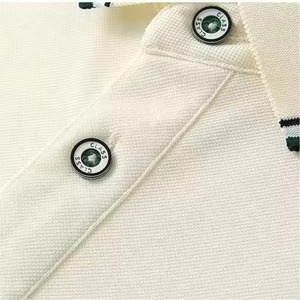 Polo personnalisé pour homme, blanc, manches courtes, 100% coton piqué, tricoté, décontracté, couleur unie, respirant, coupe classique, boutons - Product Image 6