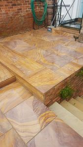 Carrelage en grès arc-en-ciel, surface polie, design rustique, revêtement de sol pour cour, terrasse, pierre décorative arc-en-ciel - Product Image 1