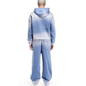 Ensemble de survêtement délavé pour homme – Style décontracté en mélange de coton doux, deux pièces : pantalon de jogging et sweat à capuche zippé – Confortable pour le quotidien - Product Image 2