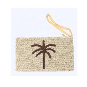 Mini porte-monnaie perlé motif palmier en tissu de coton écologique avec fermeture éclair brodée, idéal pour collectionner les pièces de monnaie, cadeau pour femme - Product Image 5