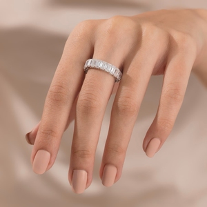 Bagues d'éternité en moissanite en gros, diamants de laboratoire VVS, argent 925, or 14K 18K, fabricant de bijoux OEM ODM en vrac, Inde - Product Image 2