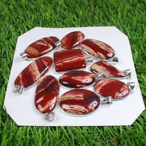 Pendentifs en argent sterling 925 avec jaspe peau de serpent rouge naturel, ovales et carrés, faits à la main, vente en gros de bijoux en pierres précieuses - Product Image 4