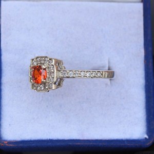 Bague en Zircon Orange en Argent Sterling 925, Pierre Taillée, Style Vintage de Luxe Premium, Certifiée pour Mariage, Cadeau d'Anniversaire - Product Image 5