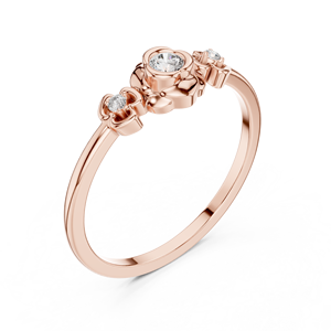 Bague solitaire florale en or rose avec accents de diamants cultivés en laboratoire |   Bague de fiançailles élégante inspirée de la nature pour femmes - Product Image 2