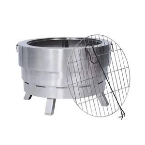 Brasero Premium Hecho a Mano con Elegante Acabado Negro para Espacios Exteriores Modernos, Brasero Grande de Acero Inoxidable sin Humo - Product Image 5