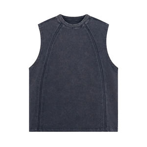 Débardeur personnalisé de haute qualité en coton 100% avec effet délavé à l'acide, respirant et tendance, idéal pour les vêtements décontractés et streetwear, pour les marques de vêtements. - Product Image 2