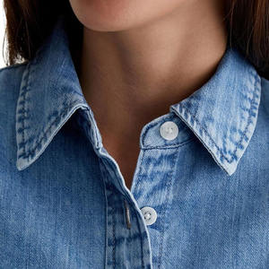 Camisa vaquera de algodón vintage de la mejor calidad, con texto personalizado, estampada de alta calidad, diseño adecuado de fábrica, camisa vaquera para mujer - Product Image 4