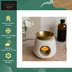 Top Notch Quality Bulk Supply Handmade Eco-Friendly Marble Brass Oil Burner Essential Oils Premium <b>Aroma</b> Fragrance <b>Diffuser</b> - Product Image 2