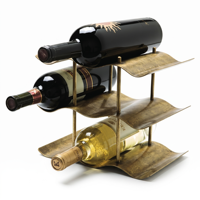 Porte-bouteilles à vin en laiton antique, capacité 3 bouteilles, présentoir, meuble de maison, casier à vin en métal, support autoportant pour bouteilles de vin