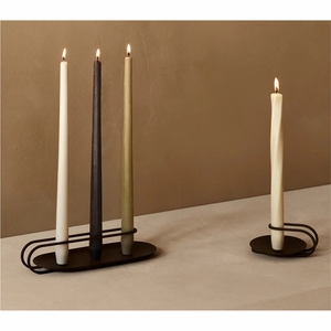 Porte-bougie conique en métal noir mat de style nordique, support moderne minimaliste en fer forgé, centre de table, décoration pour la maison et les mariages - Product Image 1