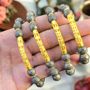 Pulsera facetada de pirita de ágata Natural de la mejor calidad al por mayor de 10mm con abalorio de cobre para curar Chakra Feng Shui para hombres y mujeres - Product Image 5