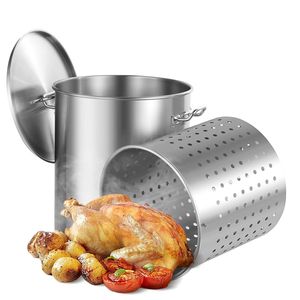 Pentola Grande in Acciaio Inox da 54L, Grado Commerciale, Resistente, con Coperchio e Manico, Disponibile nelle Misure 32cm e 40cm - Product Image 1