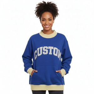 Sweat-shirt oversize personnalisable en molleton doux de coton pour femme, col montant, confortable, hiver, décontracté, streetwear, devant uni - Product Image 2