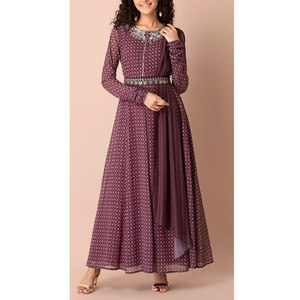 Robe de soirée élégante pour femme, robe longue maxi pour célébration de mariage, robe de soirée tendance pour femme avec manches en dentelle - Product Image 1