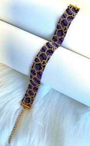 สร้อยข้อมือลูกปัดทำมือ สีม่วง ทอง ดำ ลวดลายสวยงาม ของขวัญเครื่องประดับแฟชั่นสุดหรู - Product Image 2