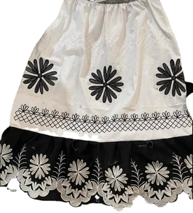 New Trendy Floral Embroidery A-Line Short <b>Skirt</b> <b>Elastic</b> Waist Pleated Mini Streetwear Floral Embroidery <b>Skirt</b> - Product Image 1
