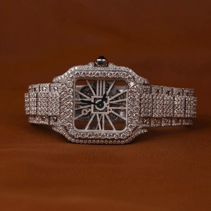 Montre Moissanite à taille brillante VVS1, carrée, style antique, hip-hop, luxe, quartz, mode, affaires, cadran en verre, collection - Product Image 5