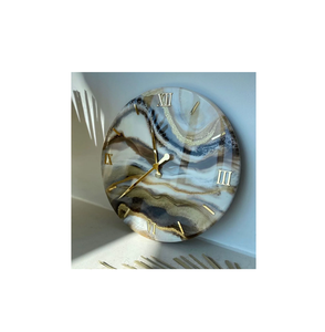 Standard Quality Round <b>Wall</b> <b>Clock</b> Green Resin Non Ticking <b>Clock</b> for Living Room Kitchen <b>Bedroom</b> Office Decorative - Product Image 2