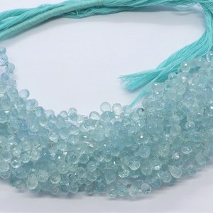 Cuentas de Aguamarina Natural Facetadas en Forma de Lágrima, 5x7 MM, Cuentas de Gemas de Aguamarina Azul Transparente en Forma de Lágrima para Joyería - Product Image 4