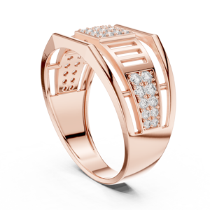 Bague en or rose 18 carats sertie de diamants ronds cultivés en laboratoire, style IMPERIAL PILLAR, idéale pour mariage, fiançailles, cadeaux, usage quotidien ou professionnel pour homme. - Product Image 2