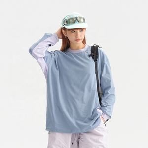 Alta calidad 100% poliéster secado rápido Unisex de gran tamaño de dos tonos de manga larga Camisetas activas al aire libre senderismo camiseta para hombres y mujeres - Product Image 1
