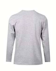 Customized 100% Cotton Men's Long Sleeve T Shirt Knitted O Neck Solid Blank Tee Breathable Front Logo 180g Casual Wear - Product Image 3