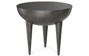 Mesa de Centro Redonda de Metal Moderna y Elegante con Patas Cónicas, Acabado Gris Oscuro, Muebles para Sala de Estar - Product Image 2