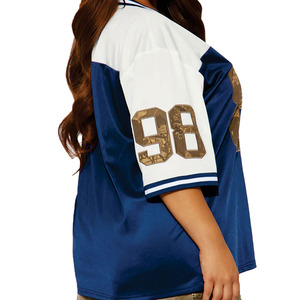 Oversized Women's American Football Jersey Color Block Mesh Streetwear Camo Number Graphic <b>Top</b> Mesh Boxy Shirts Sports Camo USA - Product Image 3