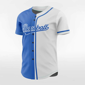 Baseball Jersey Short Sleeve Unisex Adult Regular Fit Button Front Moisture Wicking White Blue Screen Printed <b>Letter</b> Logo - Product Image 1
