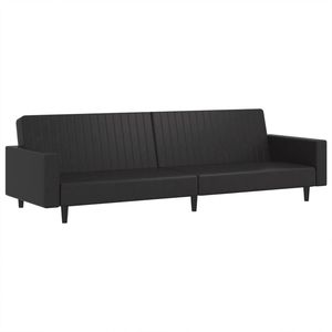 Sofá Cama de 2 Plazas en Cuero Sintético Negro con Madera, Plástico y Espuma, Nueva Categoría de Producto - Product Image 2