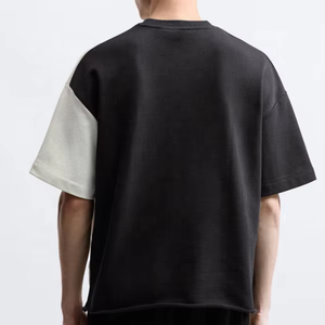 เสื้อยืดผู้ชายคุณภาพสูง ผ้าฝ้าย 100% แบบสั่งทำพิเศษ ไซส์ใหญ่พิเศษ สองสีเข้าชุด ทรงหลวม ออกแบบสำหรับออกกำลังกาย แขนครึ่งตัว - Product Image 5