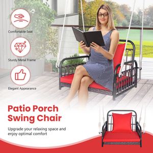 Silla Columpio de Ratán para Patio con Cojín de Asiento Cómodo - Product Image 6
