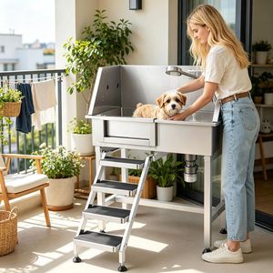Station de lavage pour chiens en acier inoxydable, bain de toilettage écologique pour animaux de compagnie, pour utilisation en extérieur, pour chats et chiens, idée cadeau d'anniversaire - Product Image 1