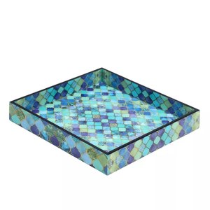 Modern Wooden Tabletop Tray Raised Edges Star Crafts India Dishwasher <b>Microwave</b> Safe for Beverages Candles Decorative Serving - Product Image 2