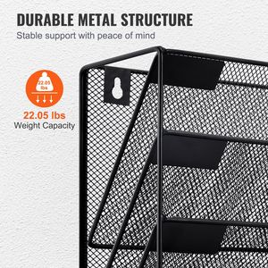 Portadocumenti da Parete in Metallo a 6 Tasche, Porta Riviste e Documenti a Rete per Casa e Ufficio - Product Image 5