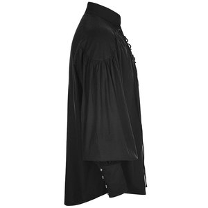 2026 Top Selling <b>Men's</b> Gothic Pirate Shirt Costume Comfortable Black Lace-up Poet Shirt V-neck Retro Cosplay Top - Product Image 2