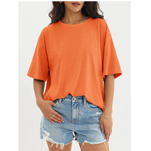 Womens Oversized T Shirt Short Sleeve Solid Color Loose Fit Casual Streetwear Soft Breathable Summer Comfortable Tee - Product Image 1
