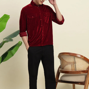 เสื้อเชิ้ตกำมะหยี่ผู้ชาย นุ่มสบาย ดีไซน์หรูหรา แขนยาว สไตล์ลำลอง แฟชั่นขายดี - Product Image 4