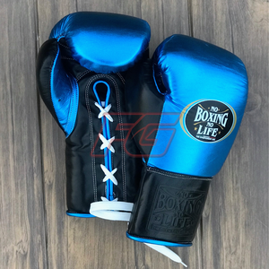 Gants de boxe MMA personnalisables « No Boxing No Life » pour entraînement et sparring, en cuir de vachette, avec fermeture auto-agrippante et lacets, anti-humidité, OEM/ODM - Product Image 4