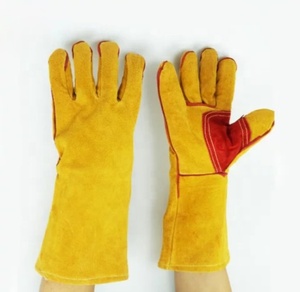 Gants à souder/résistant au feu, 1 paire, nouveau Design, jaune, de qualité AB, faible quantité minimale de commande/OEM, en cuir robuste, pour le travail de Construction - Product Image 3