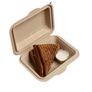 Conteneur alimentaire en bagasse écologique à clapet |   Boîte jetable anti-graisse en pulpe de canne à sucre pour salades et emballages alimentaires à emporter - Product Image 4