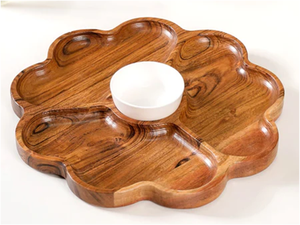 Plateau de service en bois élégant finition noyer pour aliments et en-cas à prix avantageux - Product Image 2