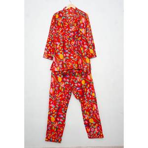 Conjunto de Pijama de Algodón Transpirable, Camisa de Pijama Larga, Ropa para Fiesta Nupcial, Conjunto de Pijama Cómodo, Pijama Floral, Corte Ajustado, Verano - Product Image 4