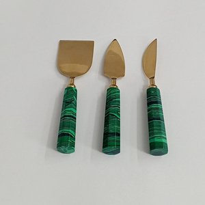 Elegant Design Rose Gold Metal <b>Cheese</b> <b>Sets</b> In Green Resin Handle For Home Dining Table <b>Cheese</b> Butter Spreader <b>Set</b> - Product Image 6