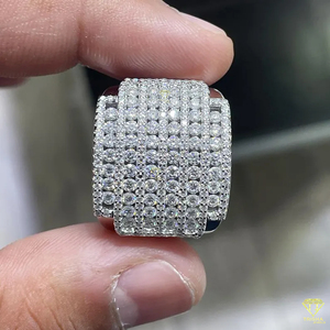 Luxury Cluster Moissanite Diamond <b>Ring</b> For <b>Men</b> White Gold Hip Hop Iced Out Jewelry - Product Image 1
