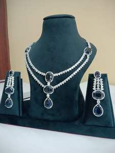 Elegant Classic CZ Diamond-Look Bridal Jewelry Set <b>Silver</b> Plated <b>Necklace</b> and Drop Earrings for Wedding & Party - Product Image 2
