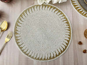 Handcrafted Eco-Friendly Customizable Beaded Round <b>Placemat</b> Christmas <b>Table</b> Mat Festive Holiday <b>Table</b> Decor for <b>Dining</b> and Party - Product Image 2