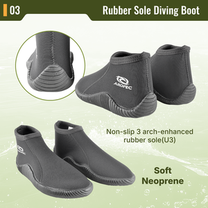 Botas de Buceo Aropec de Neopreno de 3mm hasta el Tobillo para Hombre y Mujer, Suela de Goma Antideslizante, para Todas las Estaciones, Deportes al Aire Libre, Modelo BT-101U3 - Product Image 4