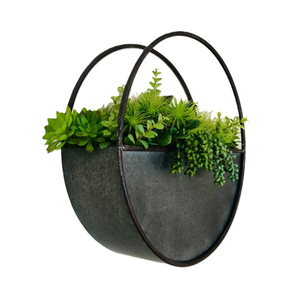Jardinière murale ronde moderne en métal galvanisé, pour plantes succulentes et herbes, à suspendre, pour intérieur et extérieur, en acier, avec trou de suspension - Product Image 4
