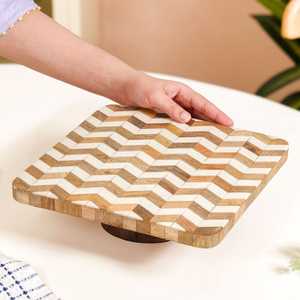 Elegant Square Wooden Dessert Serving Tray Premium Handmade Multipurpose Design for Professional Restaurant Dining Use - Product Image 6